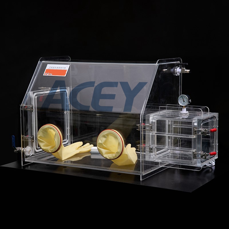 実験室 ベンチトップ オプションのボックスサイズを持つ透明アクリルグローブボックス 